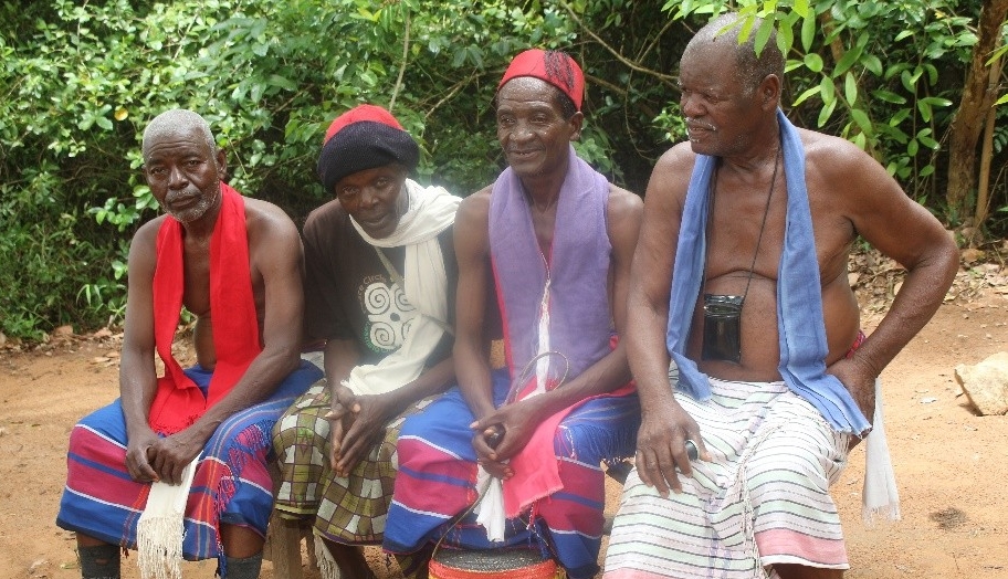 Mzee Garero (second from Left) with Kaya Elders after their meeting at the Kaya in Rabai Kilifi County in November 2018