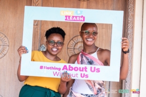Voice in Kenya Linking and Learning Amplifier Emma Mengo (right) with Shiko Kihika (left), the CEO of Tribeless Youth during the Annual Linking and Learning event.
