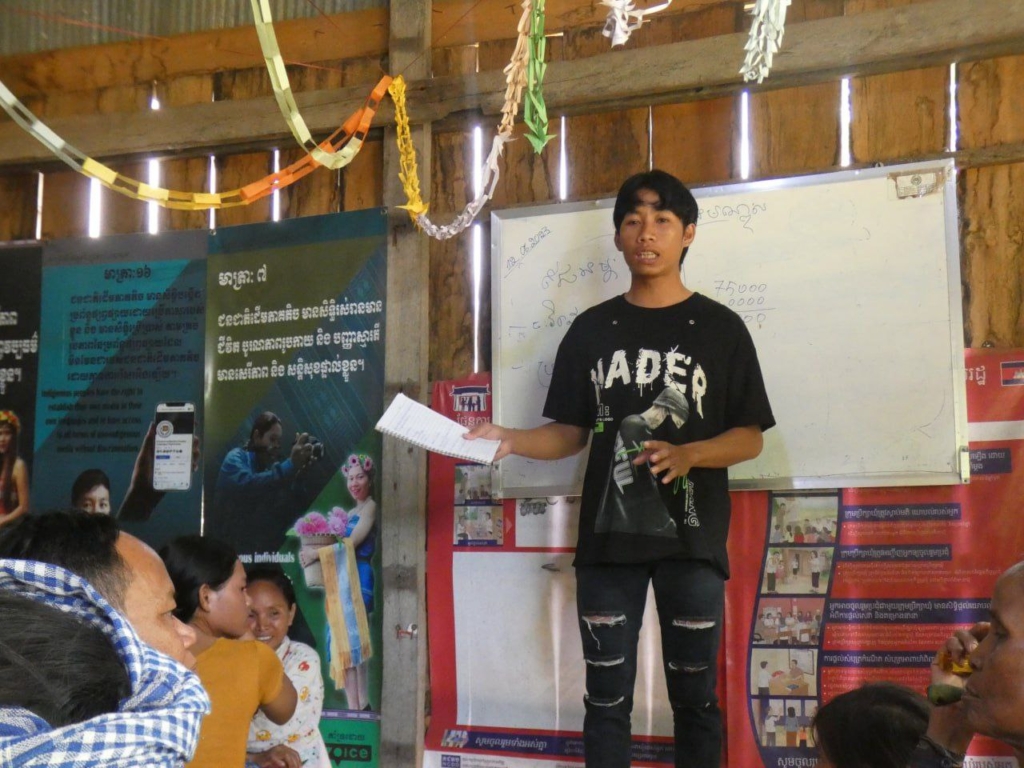 Ann Khort, indigenous youth leader, during a community meeting