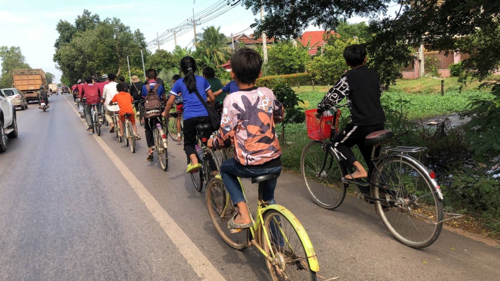 Students cycling during the campaign