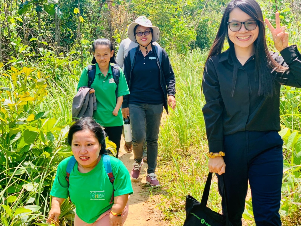 The Voice Cambodia Team and KHEN representatives during the long walk to the community of women with disabilities