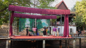 During the stage preparations for the evening performance