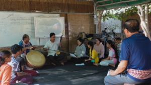 During a rehearsal supported by an Art Teacher from the Department of Art in Kompong Thom town