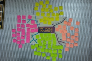 A visual display of key insights during the “My Voice Journey” mapping session. 